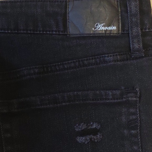 Mid Rise Distressed Raw Hem Denim Shorts Black 12 by Anvain - Picture 3 of 10